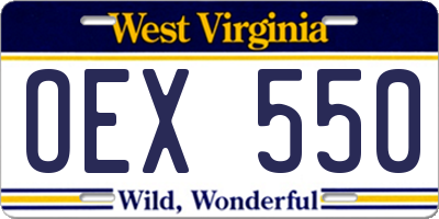 WV license plate OEX550