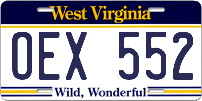 WV license plate OEX552