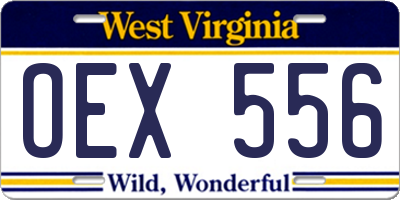 WV license plate OEX556