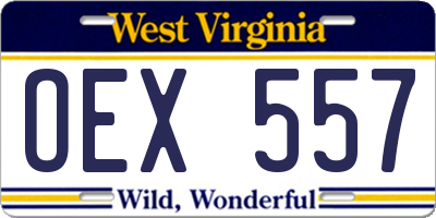 WV license plate OEX557