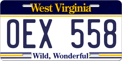 WV license plate OEX558