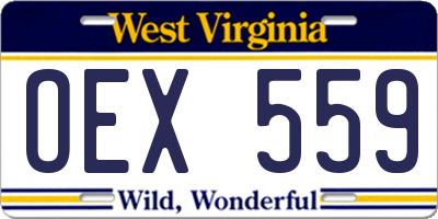WV license plate OEX559