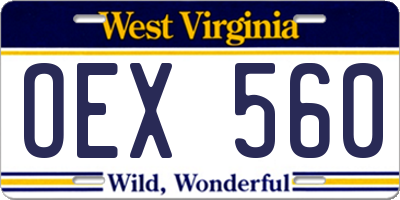 WV license plate OEX560