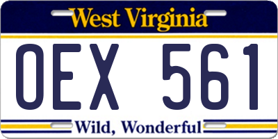 WV license plate OEX561
