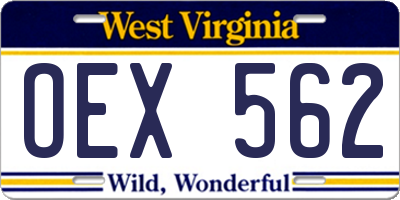 WV license plate OEX562