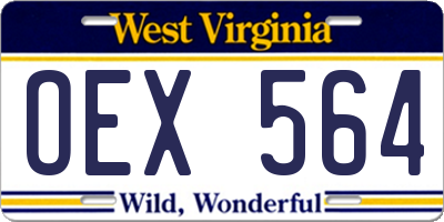 WV license plate OEX564
