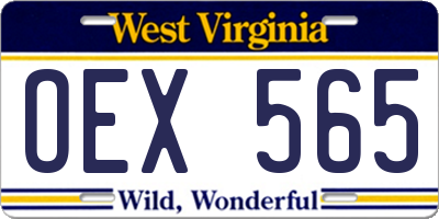 WV license plate OEX565
