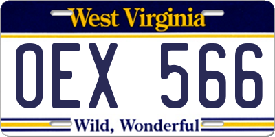 WV license plate OEX566