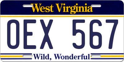WV license plate OEX567