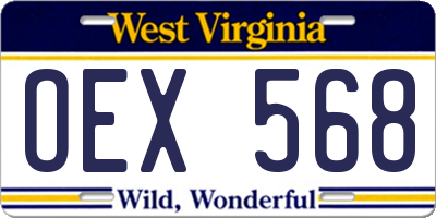WV license plate OEX568
