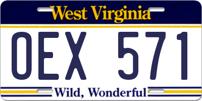 WV license plate OEX571
