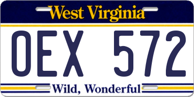WV license plate OEX572