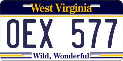 WV license plate OEX577