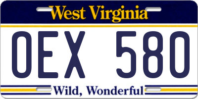 WV license plate OEX580