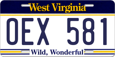 WV license plate OEX581