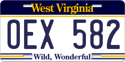 WV license plate OEX582