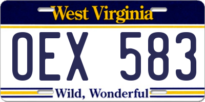 WV license plate OEX583