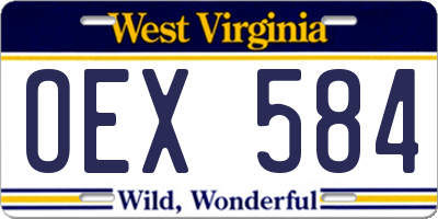 WV license plate OEX584