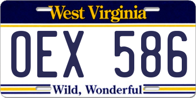 WV license plate OEX586