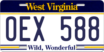 WV license plate OEX588