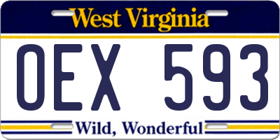 WV license plate OEX593