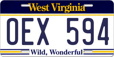 WV license plate OEX594