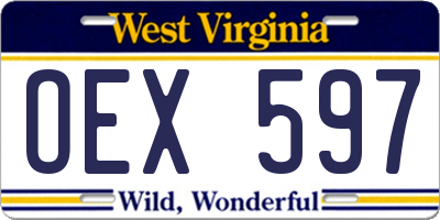WV license plate OEX597