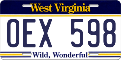 WV license plate OEX598