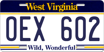 WV license plate OEX602