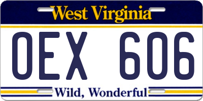 WV license plate OEX606