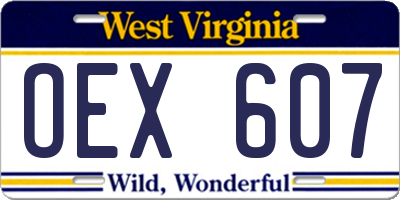 WV license plate OEX607