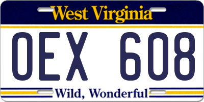 WV license plate OEX608