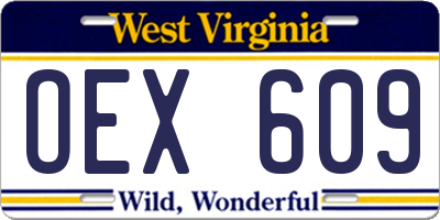 WV license plate OEX609