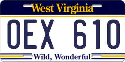 WV license plate OEX610