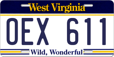 WV license plate OEX611