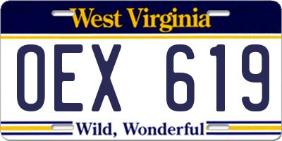 WV license plate OEX619