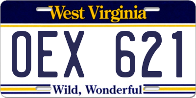WV license plate OEX621