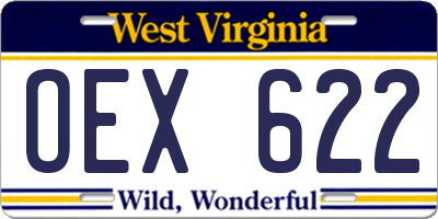 WV license plate OEX622