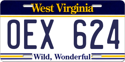 WV license plate OEX624