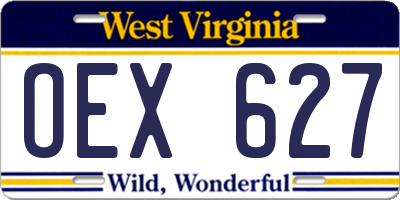 WV license plate OEX627