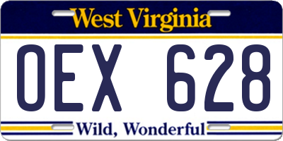 WV license plate OEX628