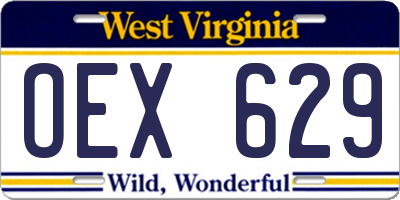 WV license plate OEX629
