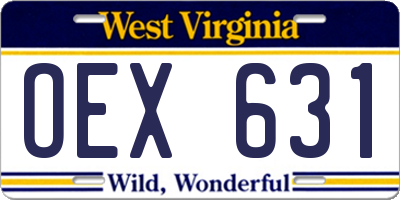 WV license plate OEX631