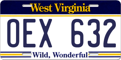 WV license plate OEX632