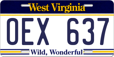 WV license plate OEX637
