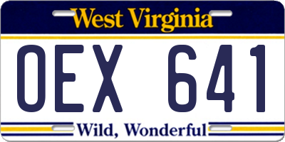 WV license plate OEX641