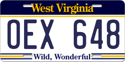 WV license plate OEX648