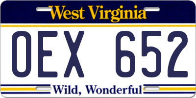 WV license plate OEX652