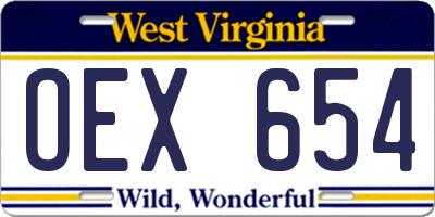 WV license plate OEX654
