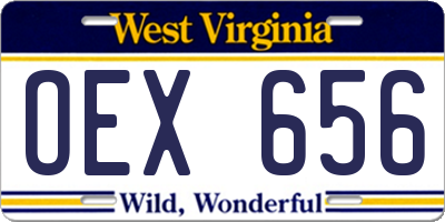 WV license plate OEX656